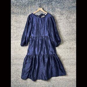 Topshop Midnight‎ Blue Tiered Dress With Open Back Size 8 NWT